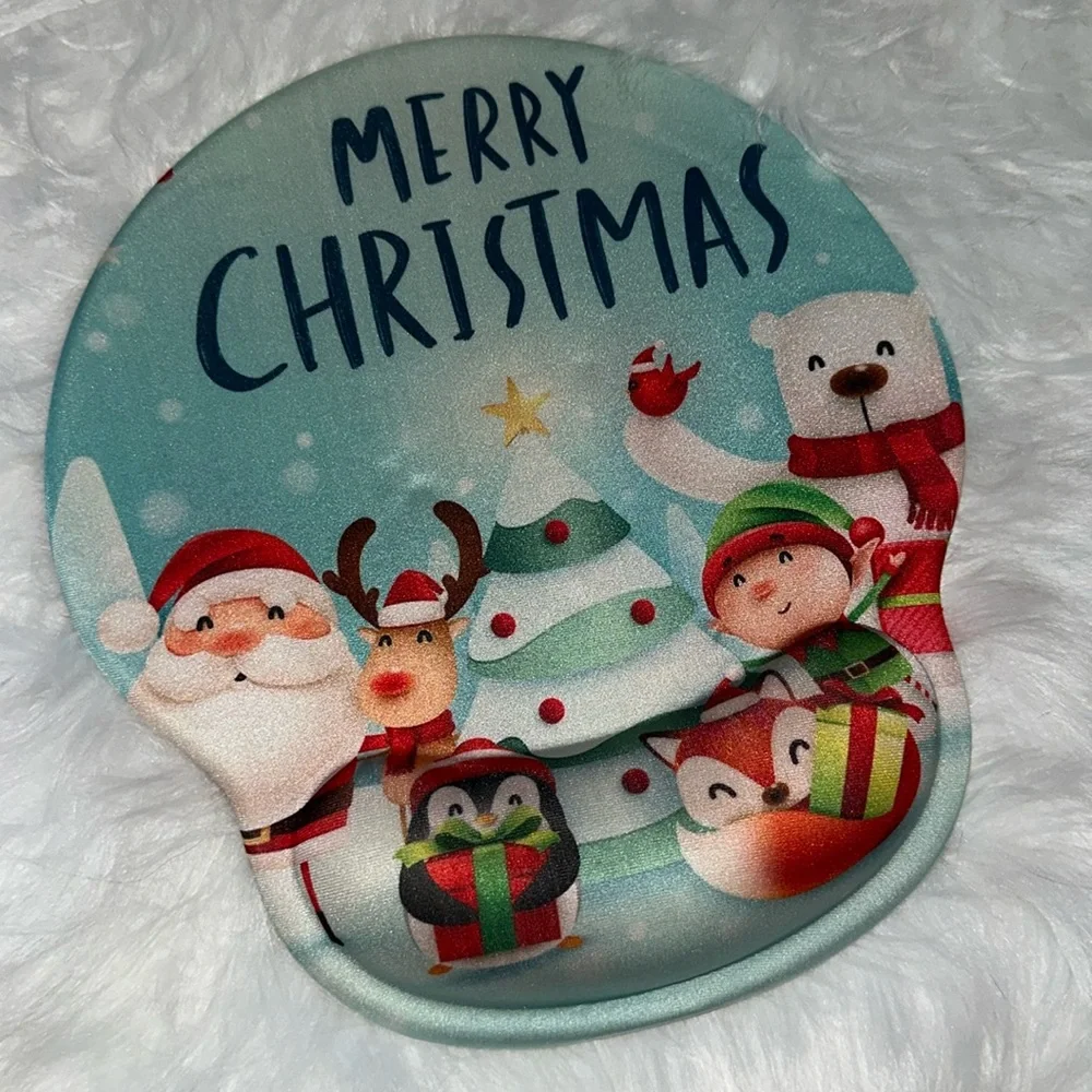 Mouse Pad with Wrist Rest Merry Christmas‎ Santa Elf Tudolph Polar Bear